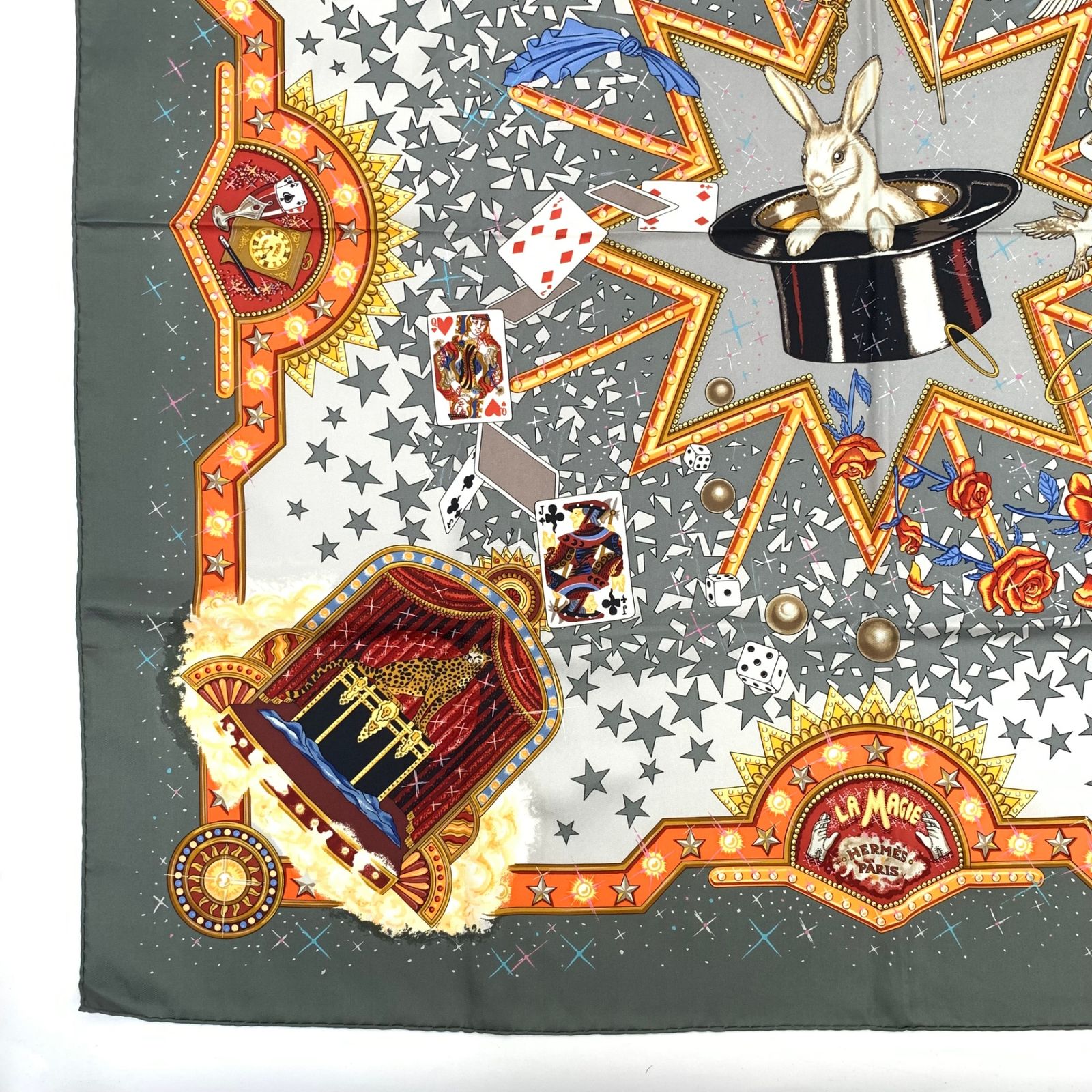 極美品 HERMES エルメス カレ90 LA MAGIE マジック ウサギ 手品