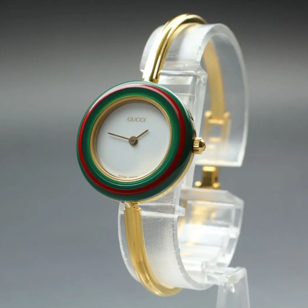 181【美品】GUCCI Change Bezel Sherry Line 11/12.2 White Dial