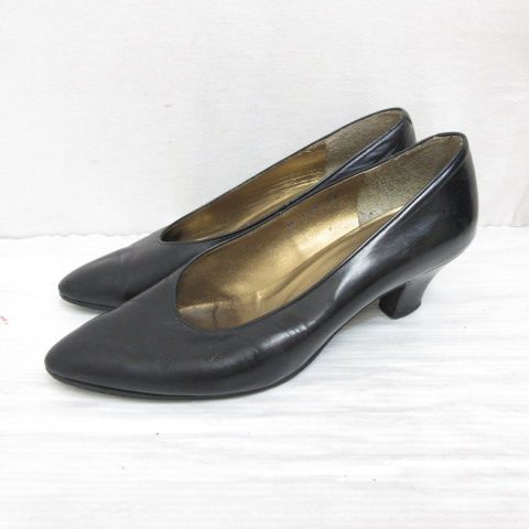 【イヴ・サンローラン】 パンプス ヒール ブラック レザー イヴサンローラン YVES SAINT LAURENT リーガル社製 レザー