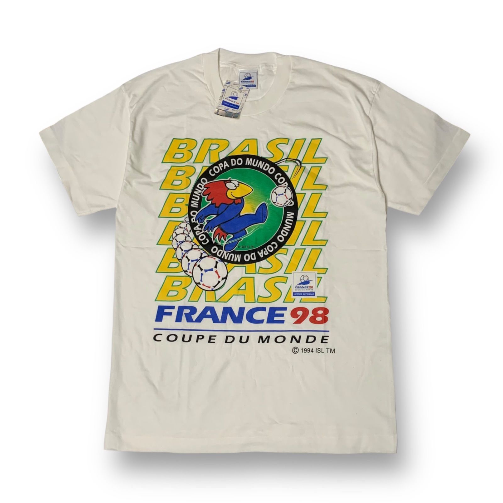 90s Screen Stars “1998 France World Cup” S/S Graphic T-Shirt スクリーンスターズ フランスワールドカップ グラフィックTシャツ 半袖 ホワイト Lサイズ デッドストック シングルステッチ サッカー