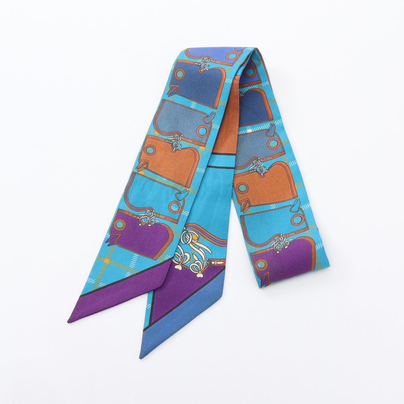 エルメス HERMES スカーフ ツイリー Camails ブルー シルク トゥイリー