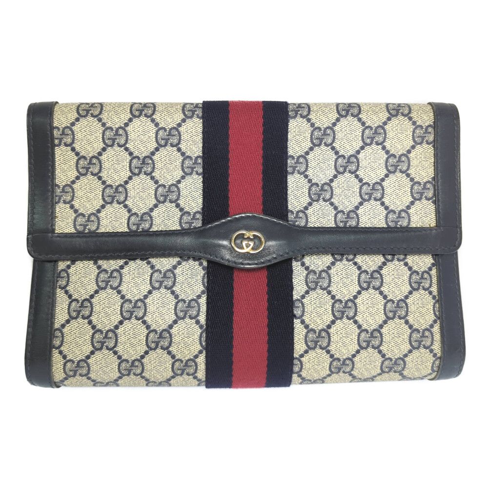 ✨美品✨GUCCI シェリーライン クラッチバッグ レザー スエード ネイビー GUCCI グッチ オールドグッチ シェリーライン セカンドバッグ