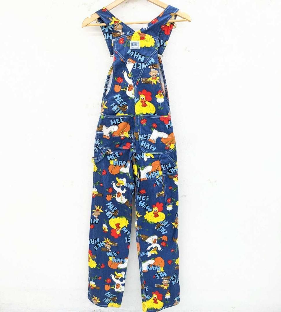 LIBERTY OVERALLS オーバーオール 70s プリント USA製 ヴィンテージ 希少 キャラクタープリント HEE HAW 古着  VINTAGE