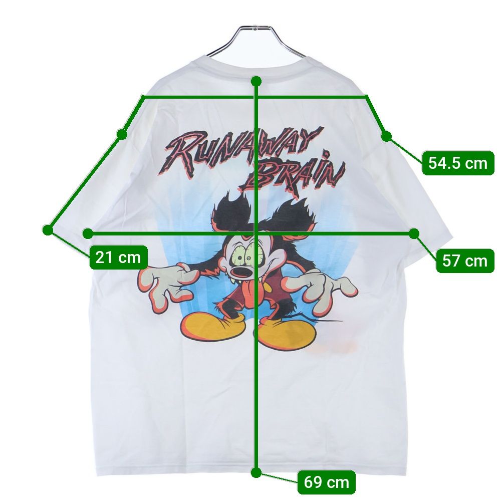 VINTAGE ヴィンテージ 90s Mickey Mouse Runaway Brain ランナウェイブレイン 両面プリント 半袖Tシャツ カットソー ホワイト CAMPINGPARCCENTRAL_COM