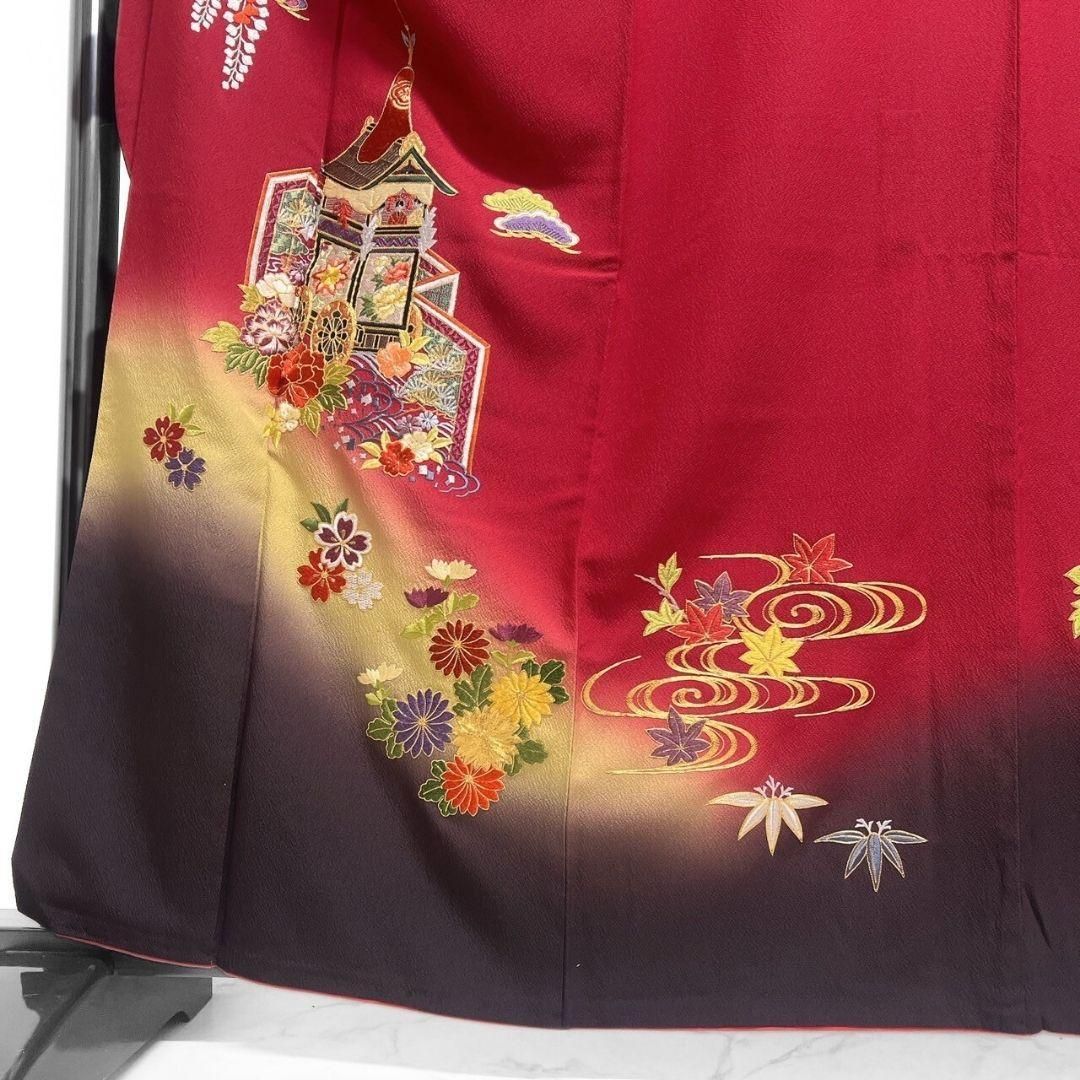 振袖 刺繍 金駒刺繍 牡丹 桔梗 芙蓉 芍薬 花模様 成人式 着物 083a p