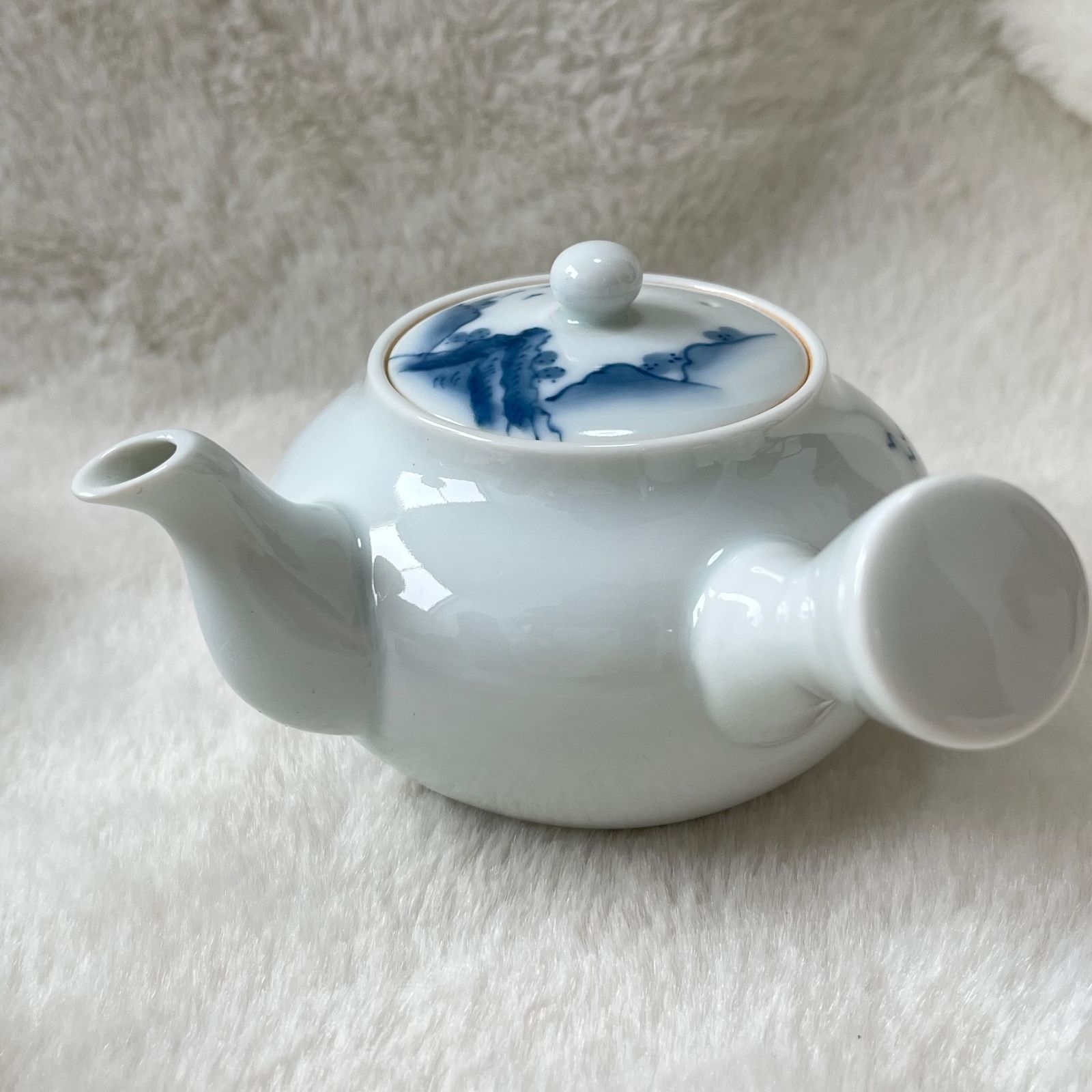 和風染付茶道具セット 山水紋 畑萬作 染付山水 急須 湯呑五客 茶海 桐箱入 伝統工芸 品茗用 お茶タイムアイテム WWW_IBETON_RU