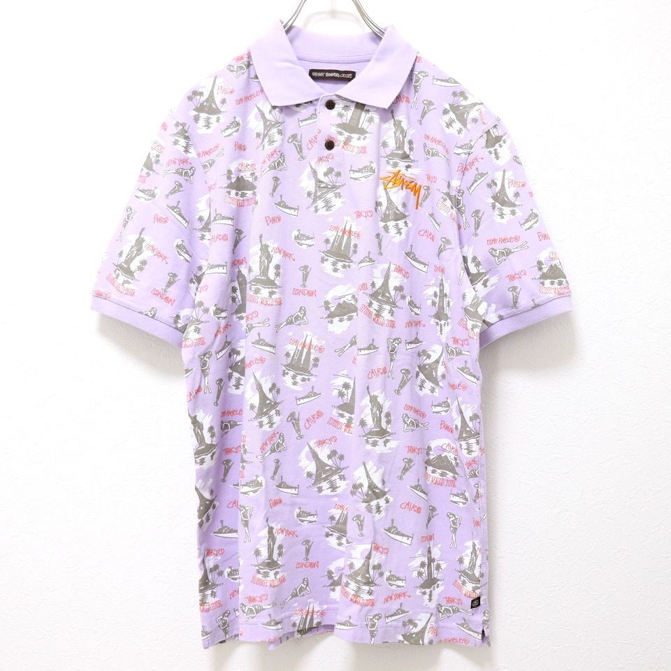 519【入手困難】ステューシー♤刺繍ロゴ　半袖ポロシャツ　即完売モデル　希少 STUSSY SUMMER CRUIZE ステューシー ロゴ 刺繍 ポロシャツ