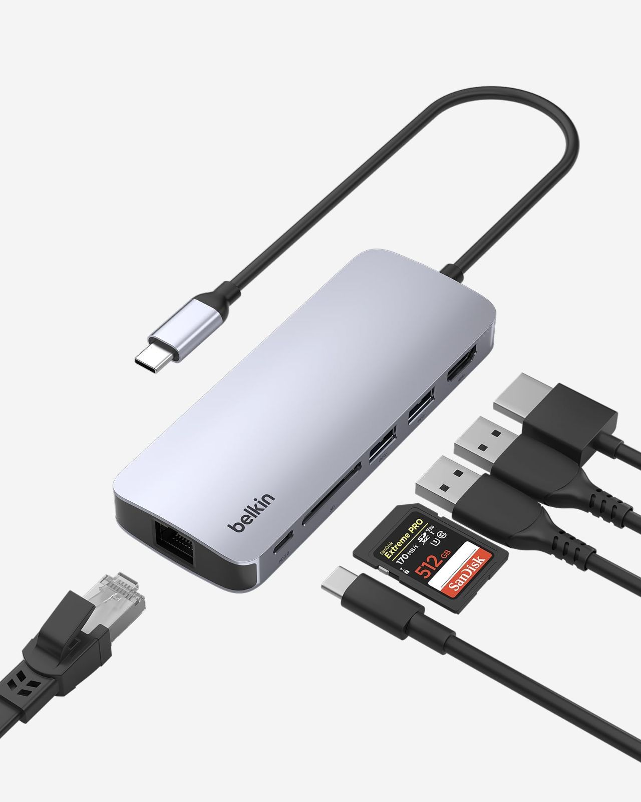 驚きの破格値，品質保証 新品 Belkin Connect USB-C イーサネット ハブ 6-in-1 DDR200対応 メモリカード2倍速 4K@60Hz 100W PD充電対応 5G高速データ転送 HDMIポート USB C 3.2 u0026 USB-A 3.2 SDカード スレッド USBハブ