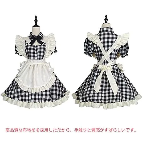 happy-shopsブラック_L [RPFLQ] メイド服 チェック柄 喫茶店 レッド