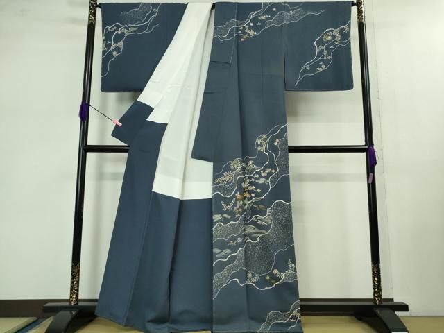 平和屋本店 上 創業460年 千總 訪問着 刺繍 道長草花文 薄花色地 金糸 DZAB0888kh5