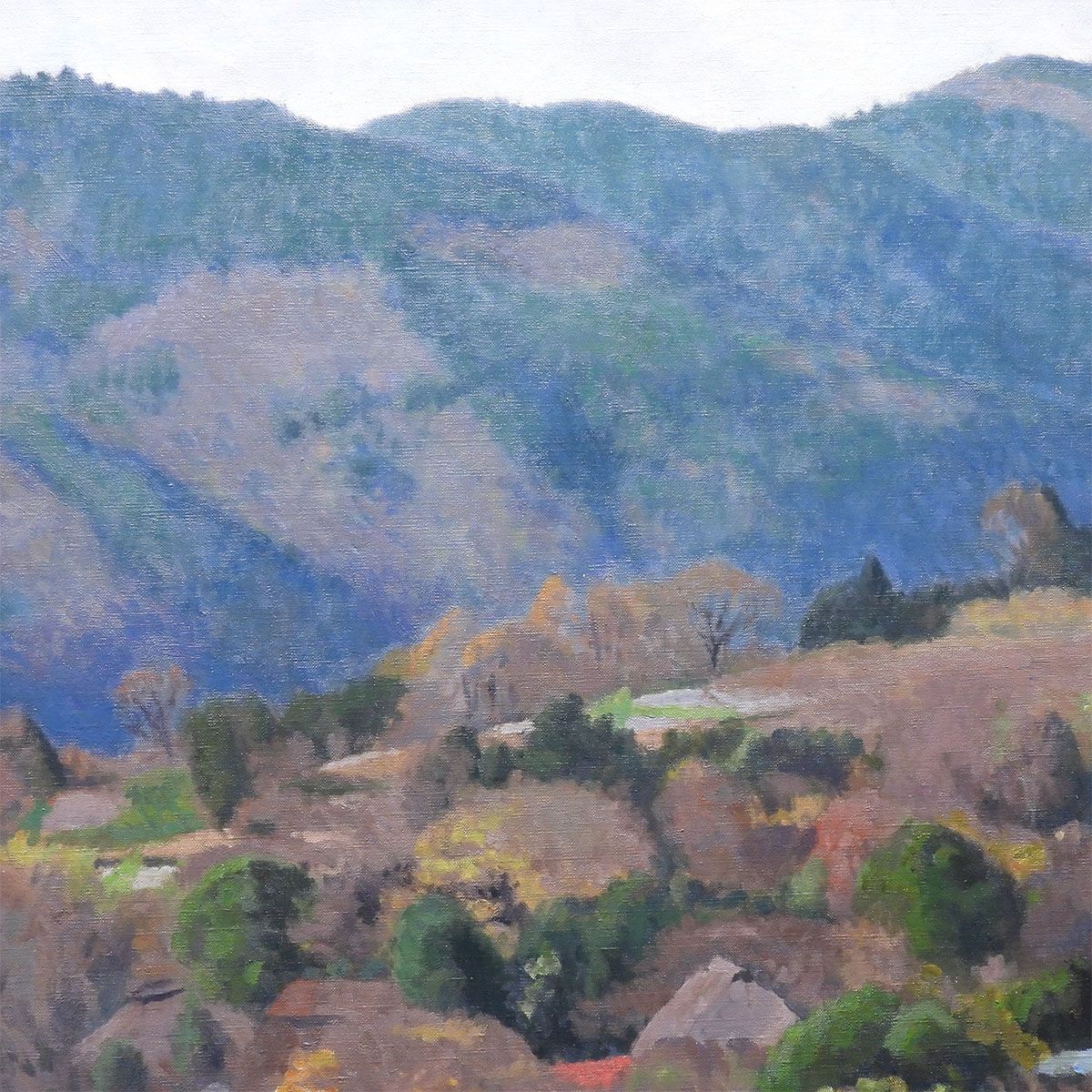 上杉吉昭 千村晩秋 油彩30号 風景画 百貨店個展多数 原画 絵画 真作保証 上杉吉昭 千村晩秋 油彩30号 風景画 神奈川県秦野市の山間 四季