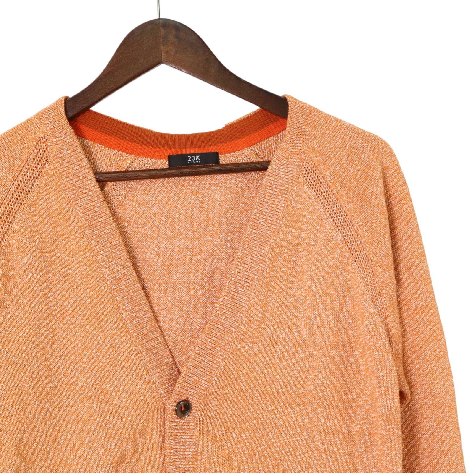 23区 HOMME オム 通年 和紙混☆ Vネック ニット カーディガン Sz.46 