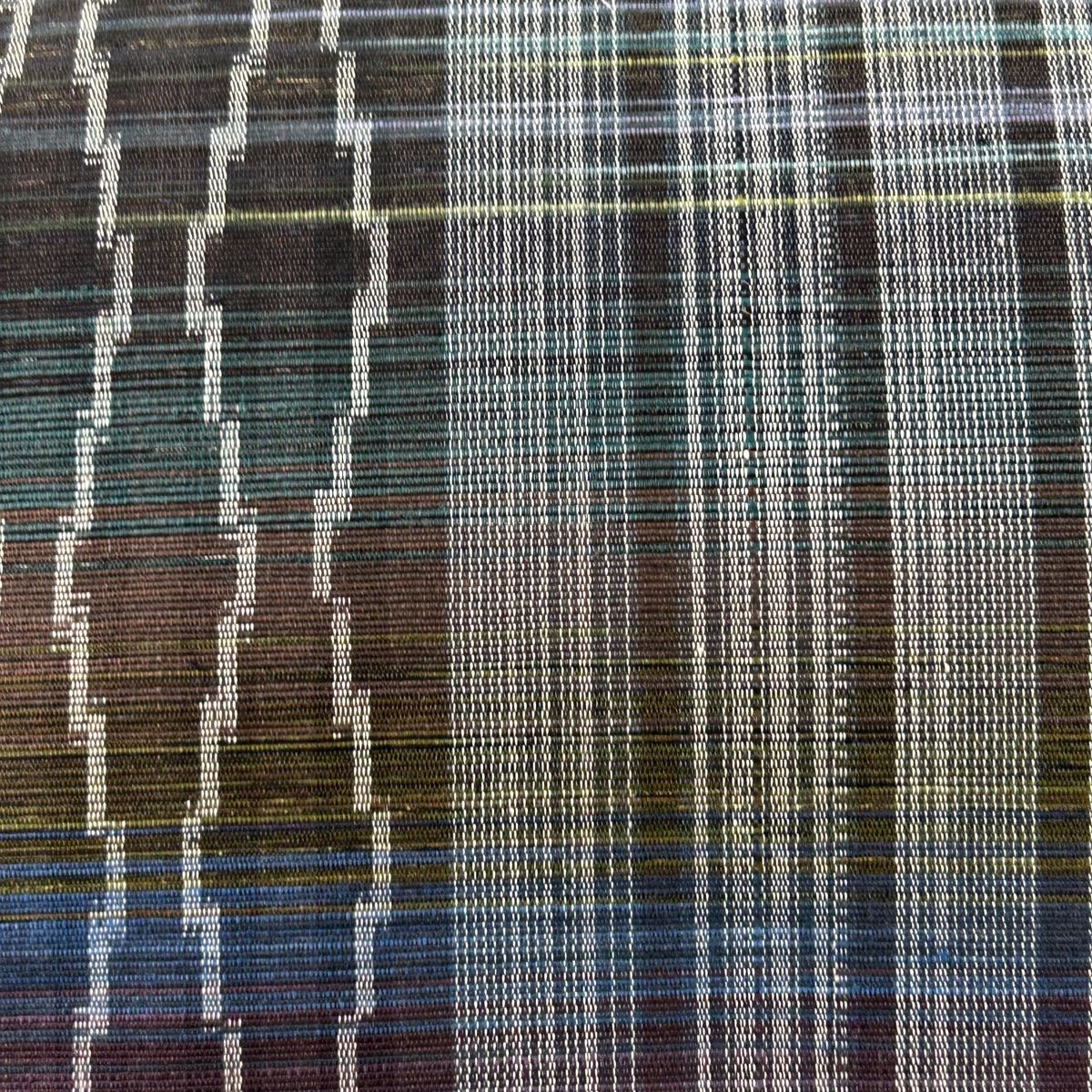 正絹八寸名古屋帯 松葉仕立て真綿紬格子墨黒✖️紫✖️藍色美品