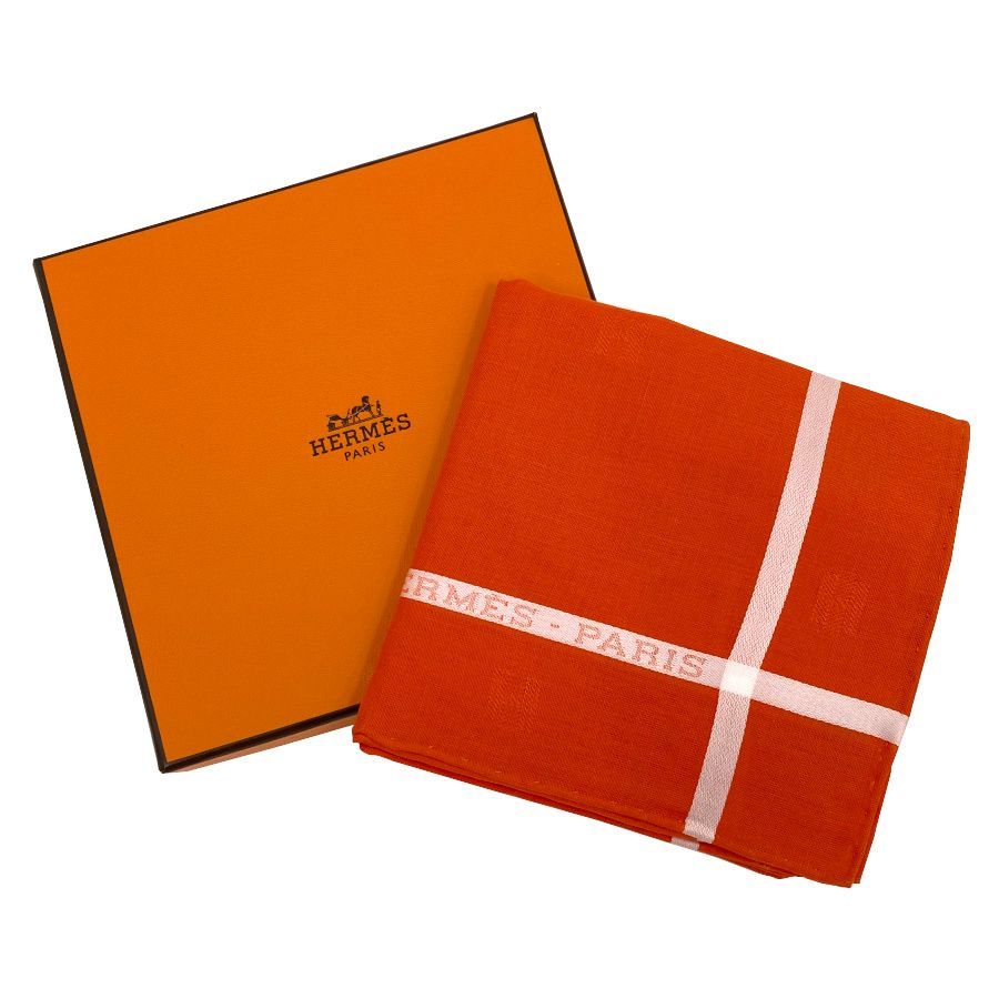 エルメス HERMES ハンカチーフ ハンカチ ジャカード Hパッサン コットン100% ORANGE FEU オレンジ レディース 贈り物 プレゼント ギフト H182025G M1