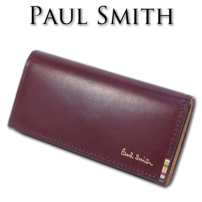 ポールスミス Paul Smith マルチストライプタブ 牛革 キーケース ワイン系 メンズ ４連 レザー き プレゼント ギフト 無料ラッピング
