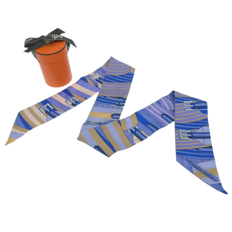 HERMES エルメス シルク ツイリースカーフ ブルー系 エルメス HERMES ツイリー セール スカーフ シルク ブルー系 新入荷