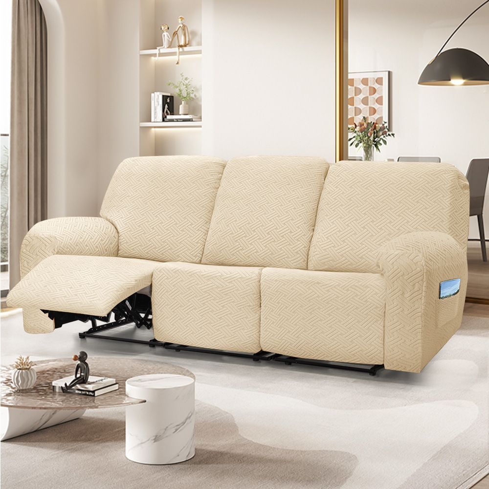 アイボリー  リクライニングチェアカバー 肘付き 3人掛け pmysofa27 リクライニングチェア カバー 3人掛け ソファカバー 肘付き ソファーカバー リクライニングチェアー イスカバー キズ 傷防