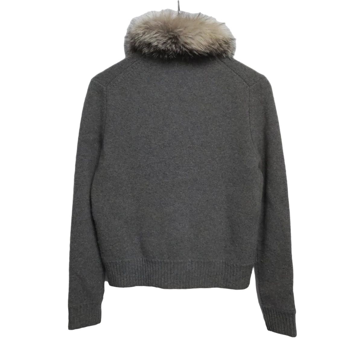 TSE セイ ブルゾン サイズS レディース - グレー×アイボリー×グレーベージュ 長袖 ニット カシミヤ ファー 秋 冬