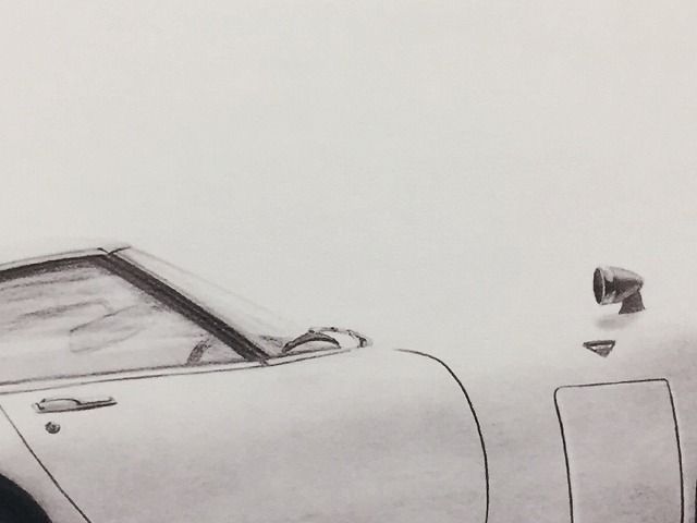 TOYOTA トヨタ 2000GT 後期 リア 鉛筆画 名車 旧車 イラスト