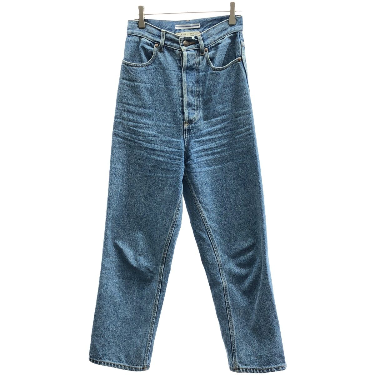 クリスタセヤ　イタリア製 濃い青 ストレートデニム CristaSeya クリスタセヤ Bleached denim high-waisted jeans