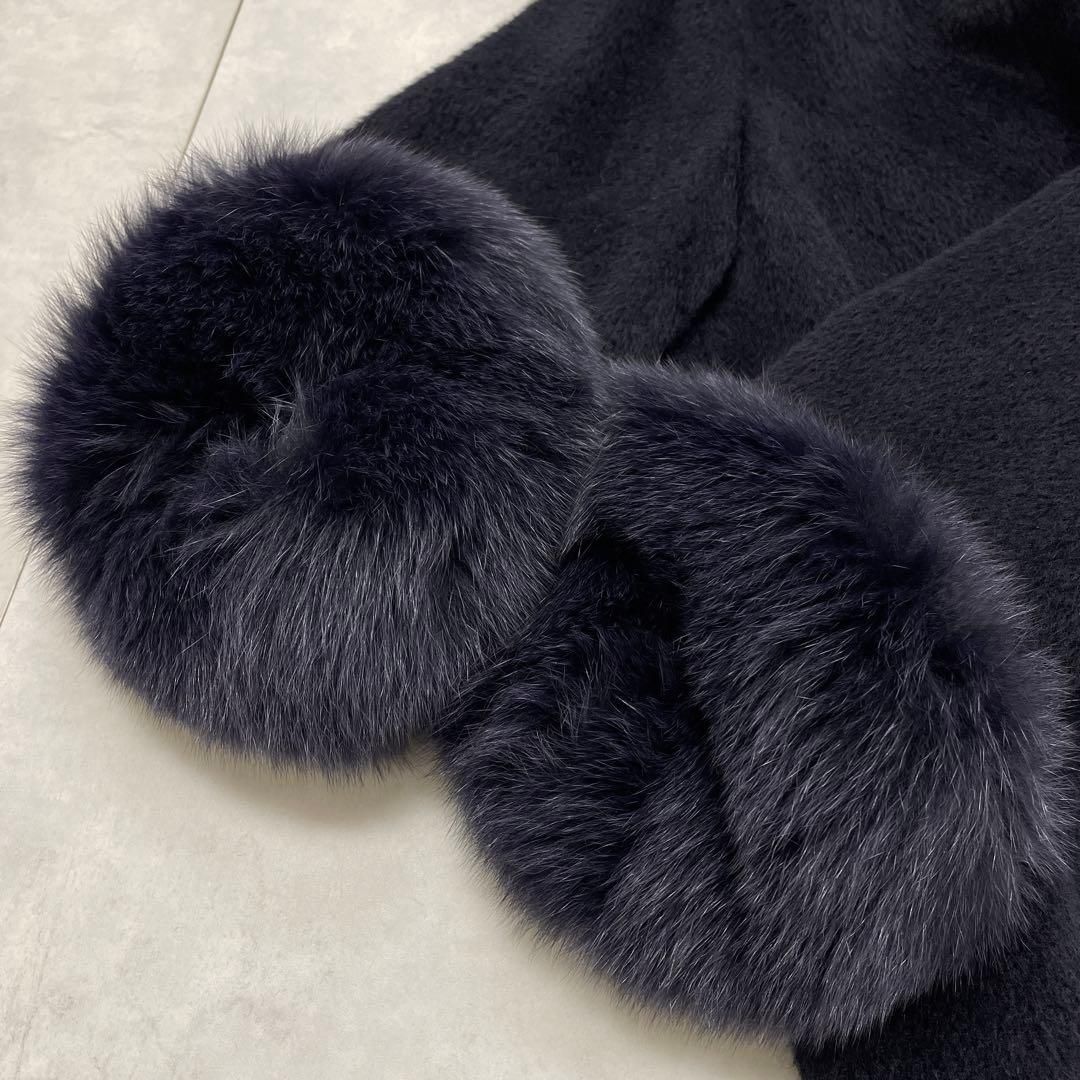 Mfil エムフィル ファー付き アルパカ混 コート M.fil エムフィル アルパカ混 ノーカラーコート フォックスファー