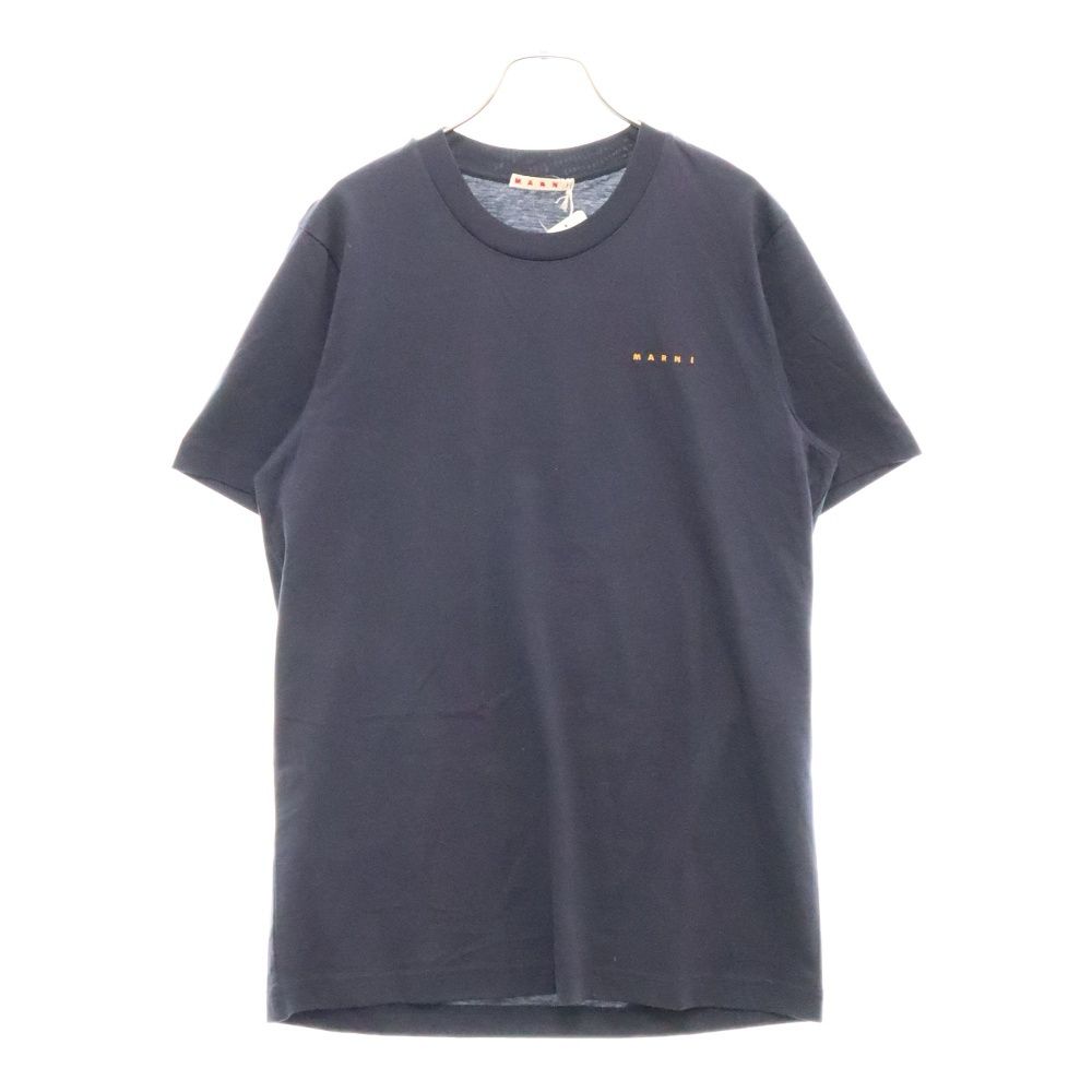 MARNI (マルニ) Logo T-Shirts HUMU0198X1 ミニロゴ刺繍半袖Tシャツ ネイビー