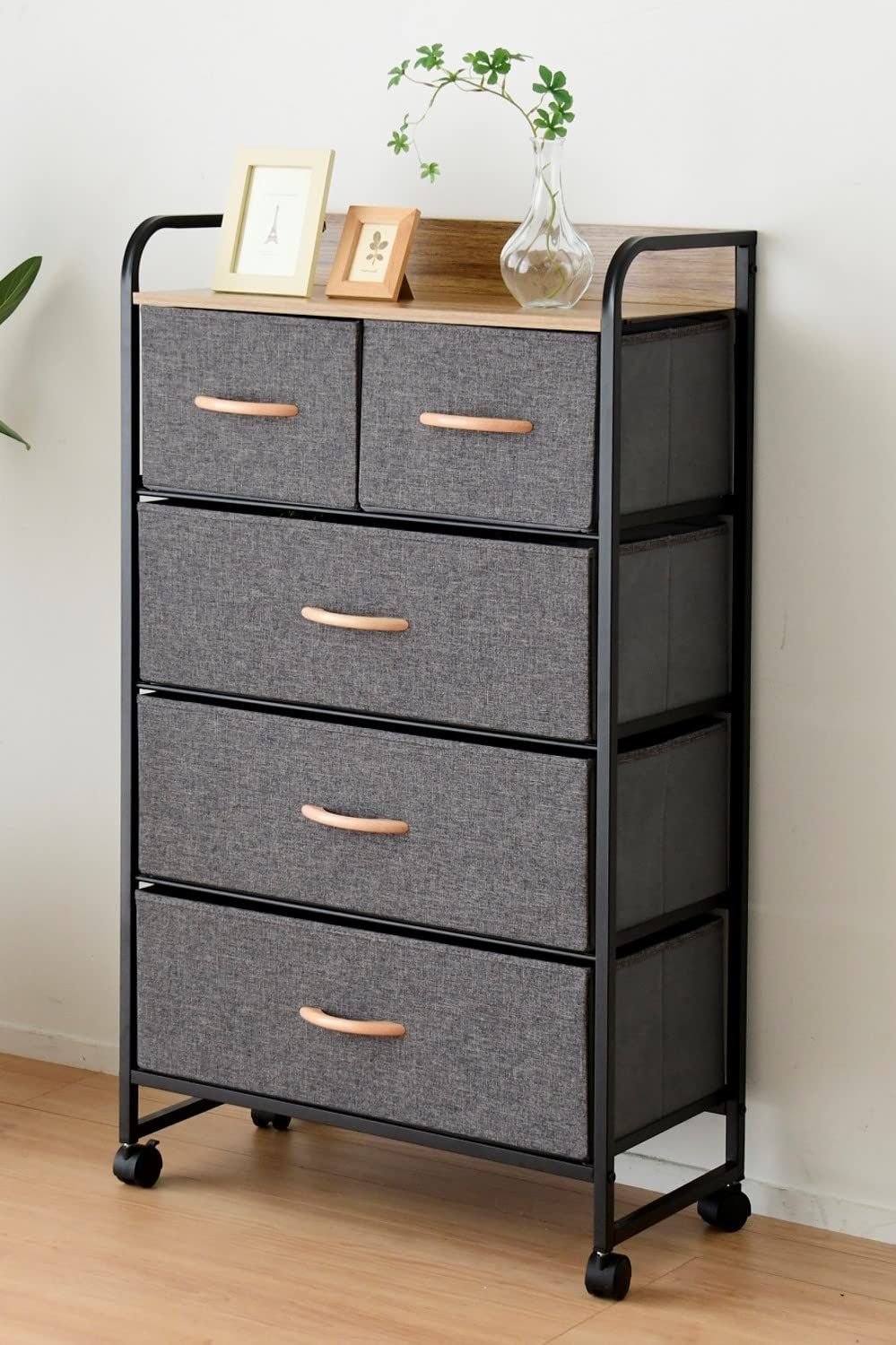 キャスター付き4段チェスト 　別注　ストッパー付 迅速発送】山善(YAMAZEN) チェスト (ストッパー付きキャスター