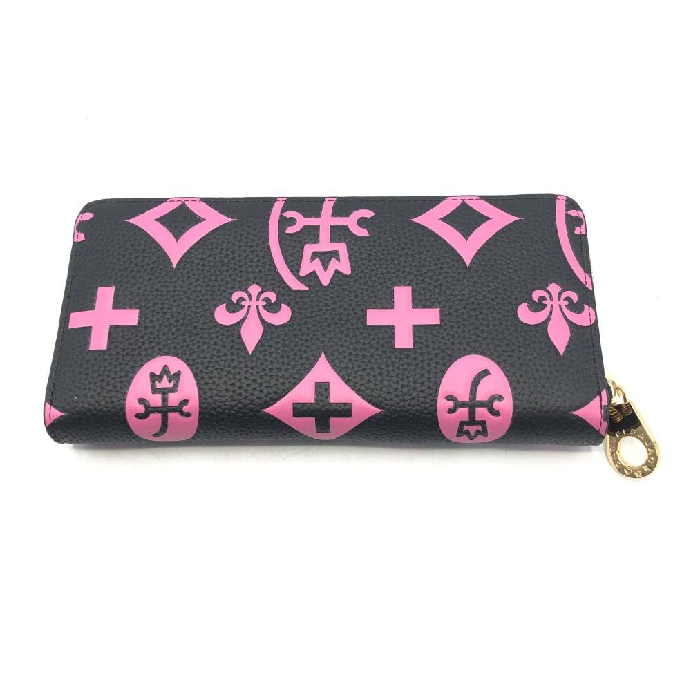 【極美品】カステルバジャック 長財布 ラウンドファスナー ピンク ロゴプリント 極美品】カステルバジャック 長財布 ラウンドファスナー ピンク