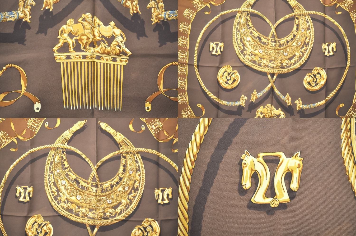 HERMES カレ90 LES CAVALIERS D'OR 大判シルクスカーフ HERMES