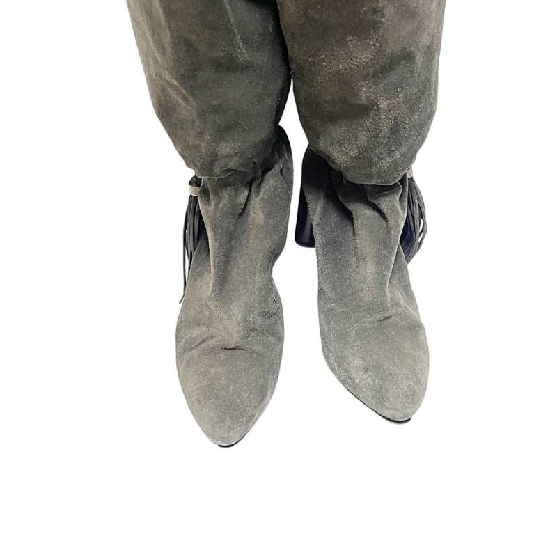 CELINE セリーヌ ロングブーツ 36.5 23.5cm グレー フリンジ WT4-2 KIN-KAAI_COM