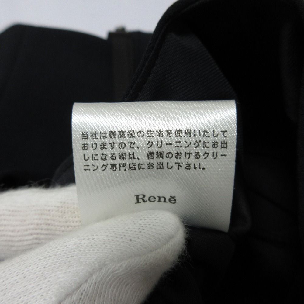 Rene ルネ コーティングパール ストレッチ パフスリーブ フレアワンピース 新品同様 23SS Rene ルネ コーティングパール ストレッチ
