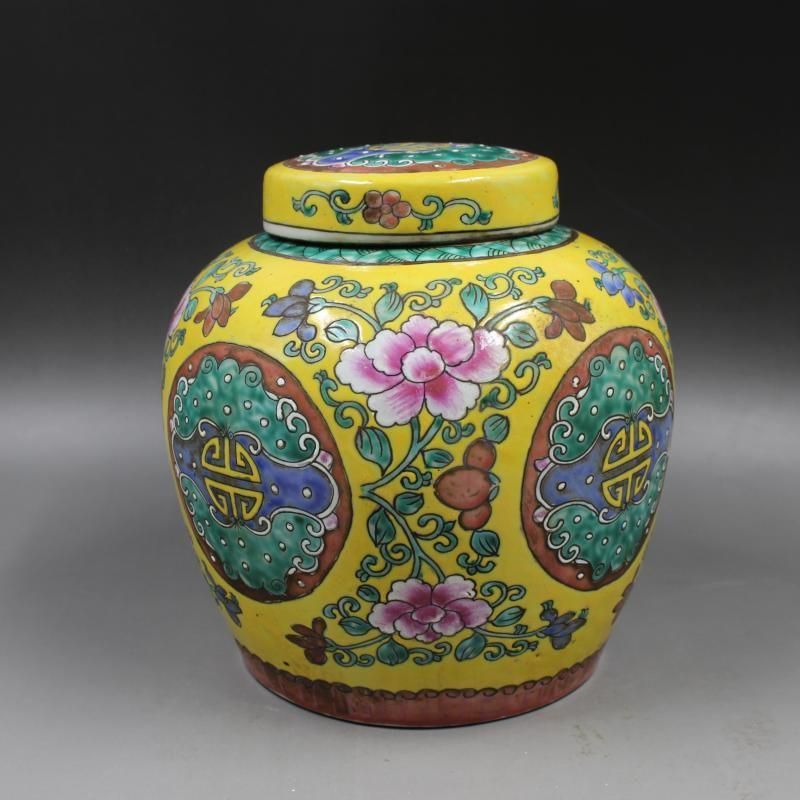 パステル人物故事紋缶 茶道具 景徳鎮 陶磁器 装飾品 現代工芸品 美術品 置物 清康熙パステル彩花枝寿紋茶蓋缶 景徳鎮 陶磁器 装飾品 工芸品
