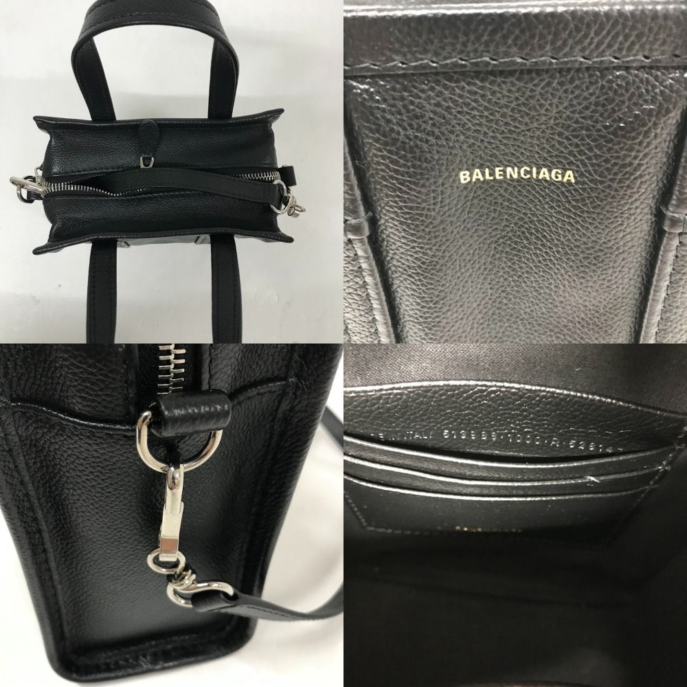08w3880 BALENCIAGA バレンシアガバザールショッパーXXS黒レザー