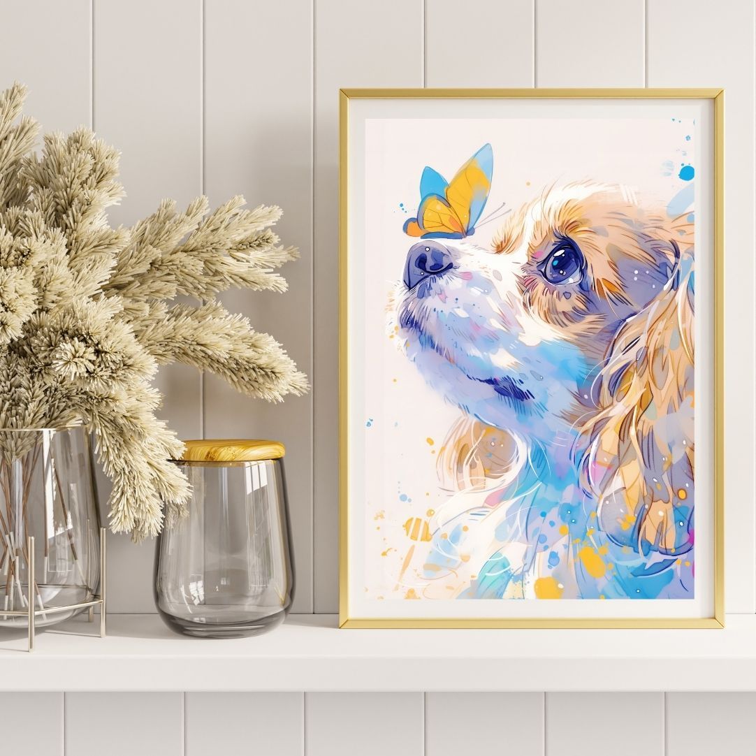 蝶犬戯舞 - チワックス犬の子犬 人気 No.1】ジークレー版画＊名入れOK