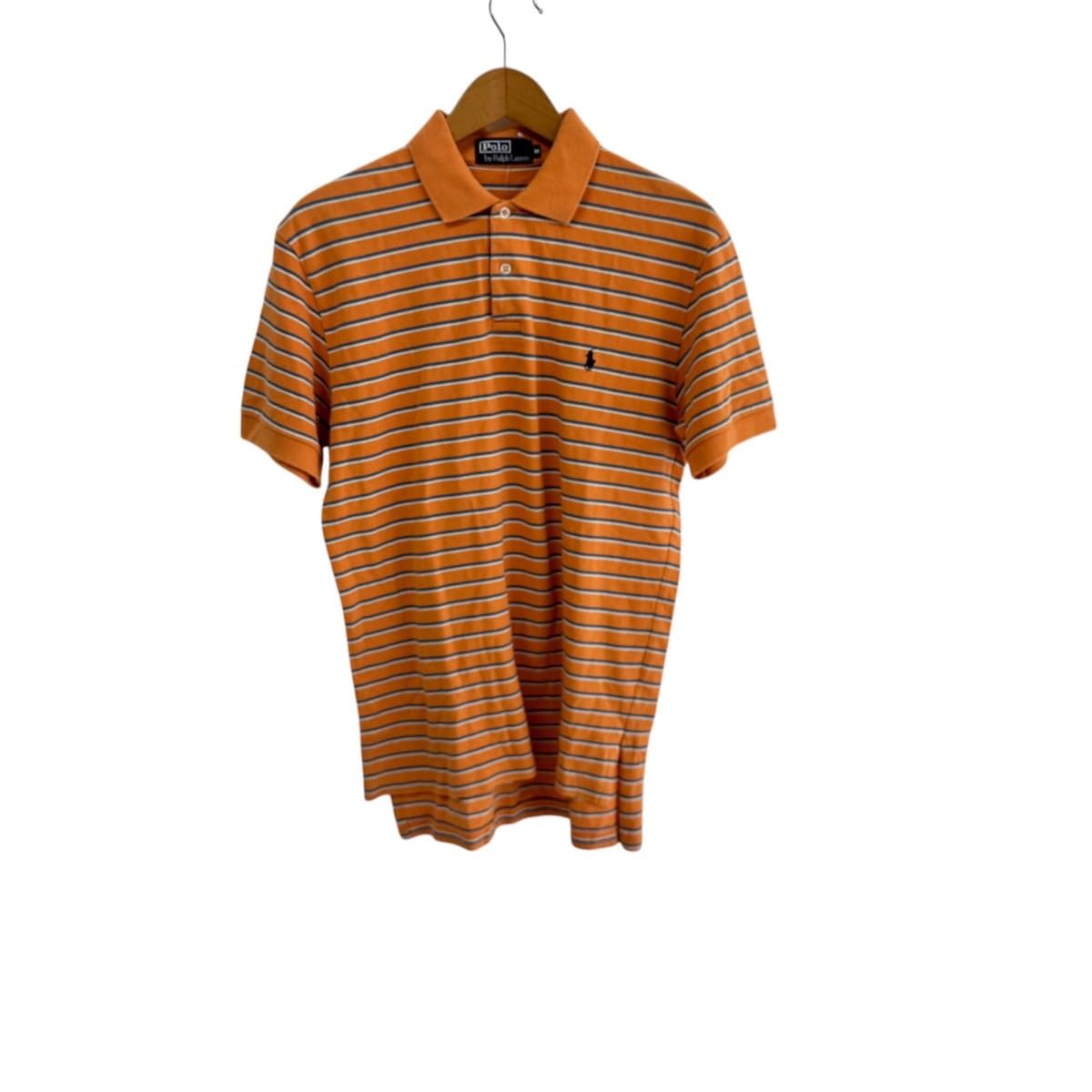 POLObyRalphLauren(ポロラルフローレン) 半袖ポロシャツ サイズM メンズ美品  - オレンジ×ネイビー×白 ボーダー