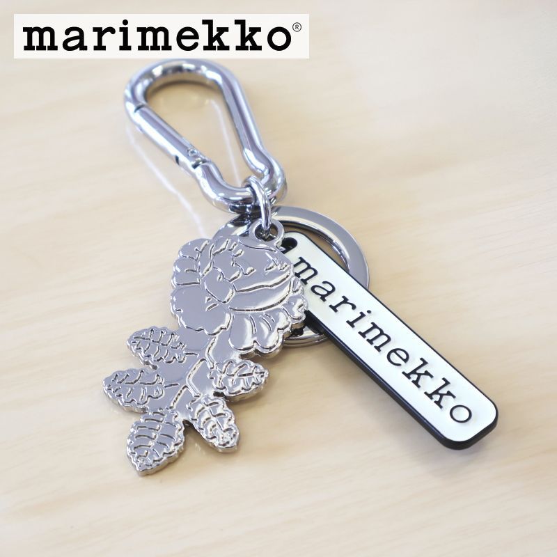 マリメッコ キーホルダー ヴィヒキルース シルバー marimekko キーリング No.009 09 Puhallus VIHKIRUUSU プレゼント おしゃれ ギフト 結婚祝い バラ柄 小物 雑貨 母の日 キーチェーン