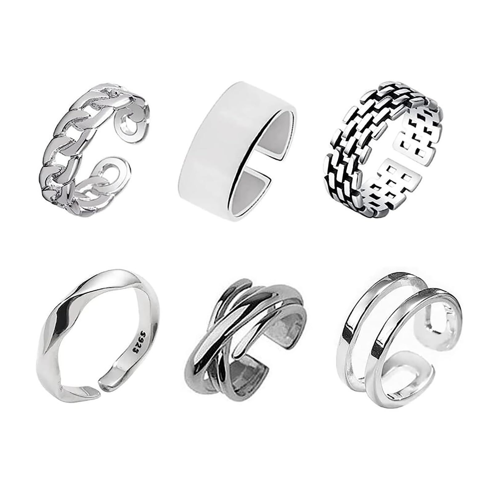 レディース メンズ ファッションリング セット 調節 リング おしゃれ 入り シンプル 指輪 シルバー YFFSFDC