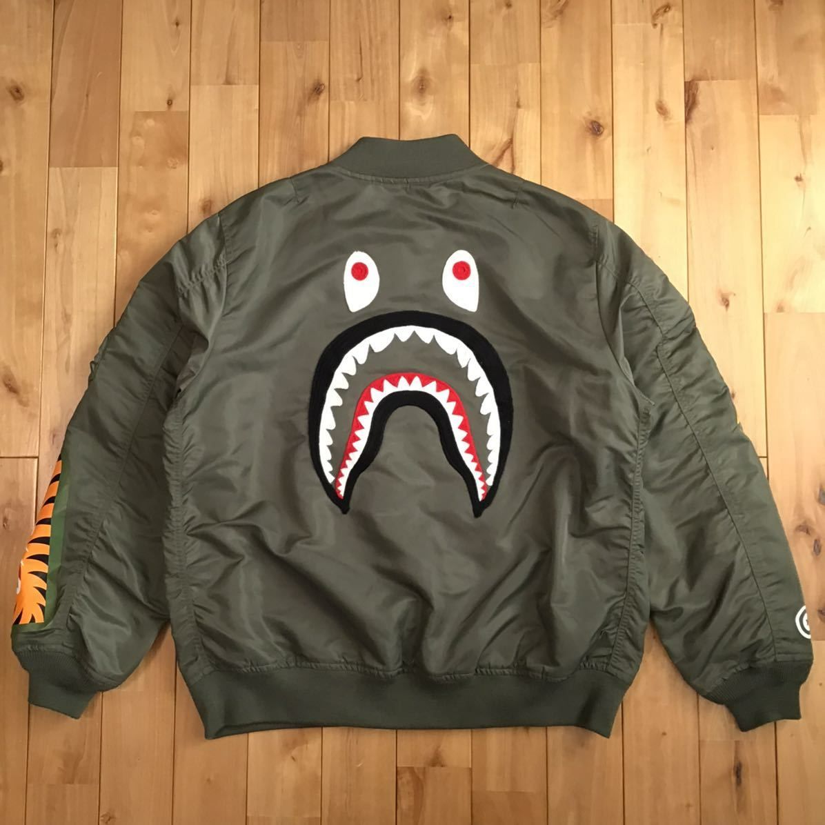 SHARK MA-1 bomber jacket Lサイズ カーキ a bathing ape BAPE 