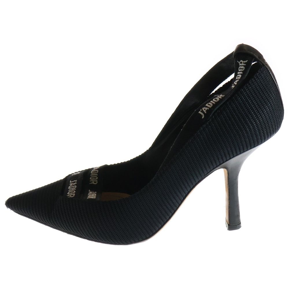 Christian Dior クリスチャンディオール J A DIOR ポインテッドトゥ リボン ヒールパンプス ブラック レディース