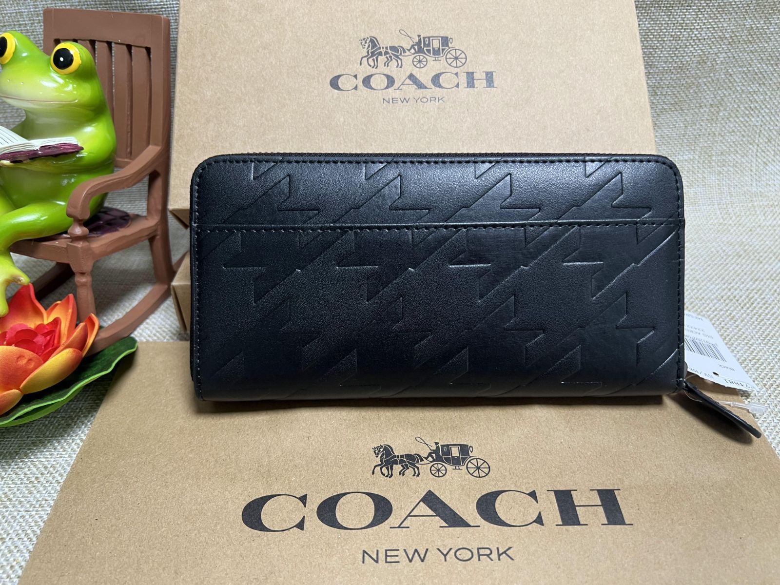 COACH 長財布 コーチ 財布 ラウンドファスナー ハウンドトゥース ...