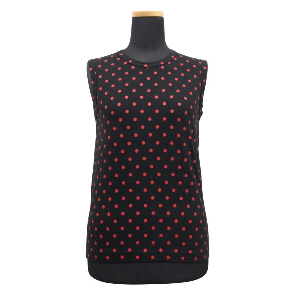 12SS COMME des GARCONS コムデギャルソン ドット ノースリーブ Tシャツ カットソー RI-T025 サイズXS ブラック|レッド レディース 古着