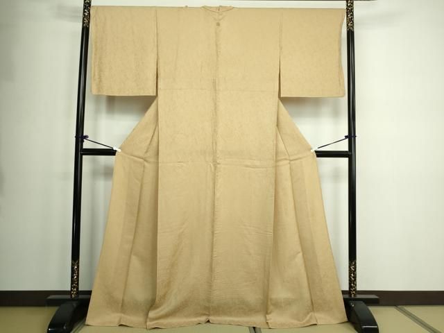 平和屋着物 上質な色無地 単衣 南天地紋 蜂蜜色 ロング丈 正絹 DAAW9423sf