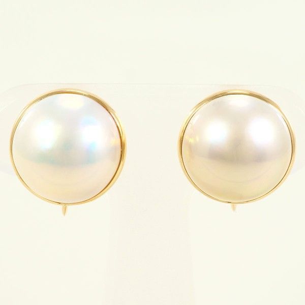 K18YG イヤリング clip-on earrings マベパール 総重量約5.2g