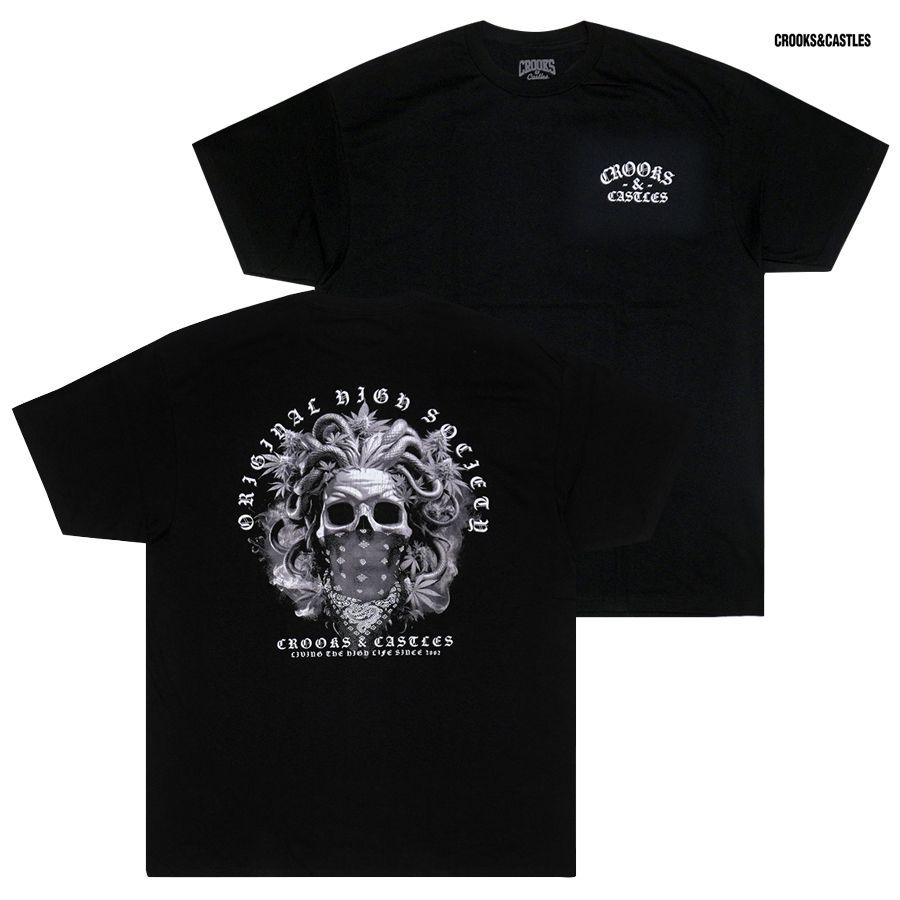 CROOKS & CASTLES SKULL MEDUSA Tシャツ【BLACK】(クルックスアンド 