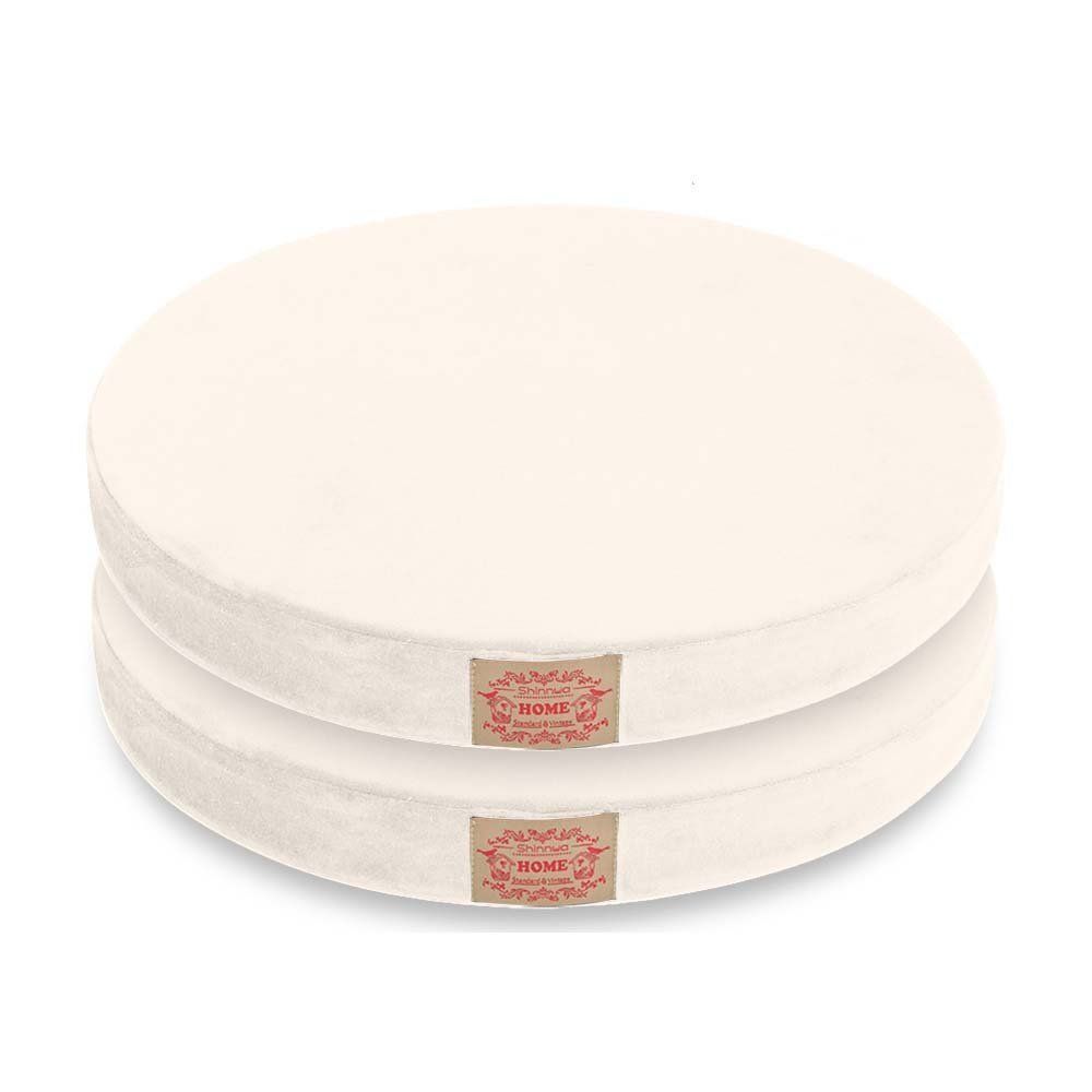  新品 Shinnwa クッション 低反発座布団 クッション ラウンド 座布団 円形 椅子用 直径40cm*5cm厚み 丸クッション 丸座布団 イス クッション ホワイト２枚セット クッション