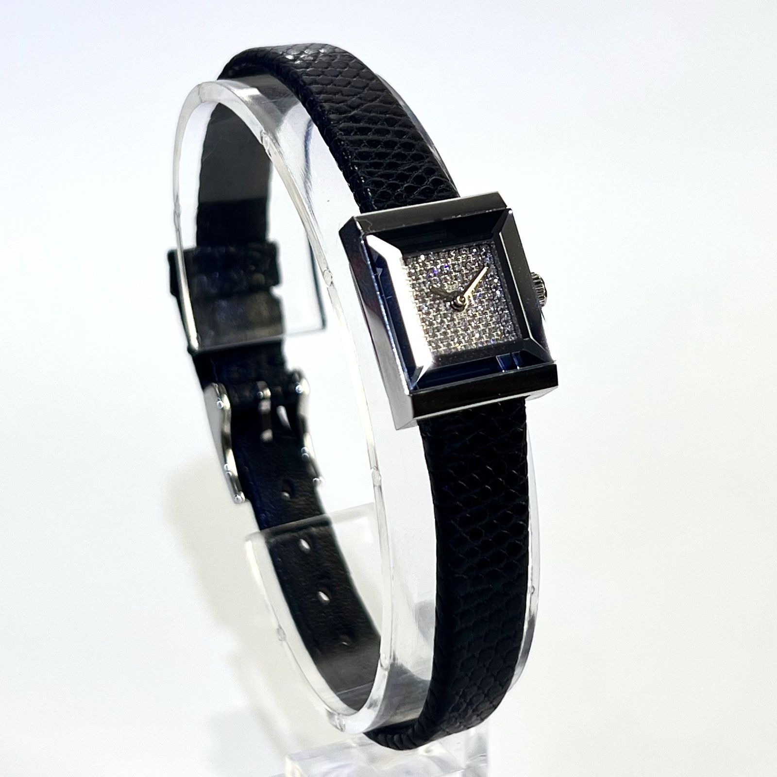 GUCCI グッチ Gフレーム 76P ダイヤモンド 文字盤 レディース クオーツ 腕時計 128.5|YA128530 レザー 14x18mm 稼働中 aua67818071005