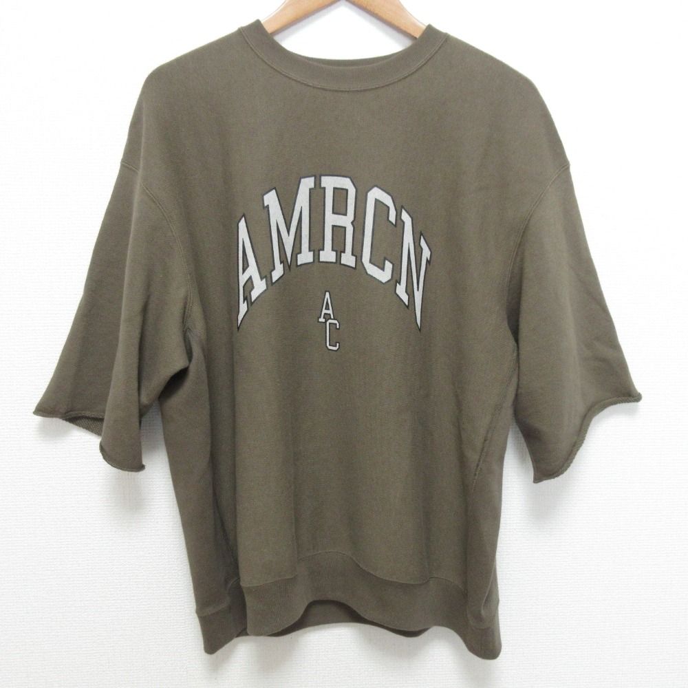25SS AMERICANA アメリカーナ アパルトモン 別注 HALF SLEEVE SWEAT ハーフスリーブ スウェット トレーナー カーキ レディース 古着