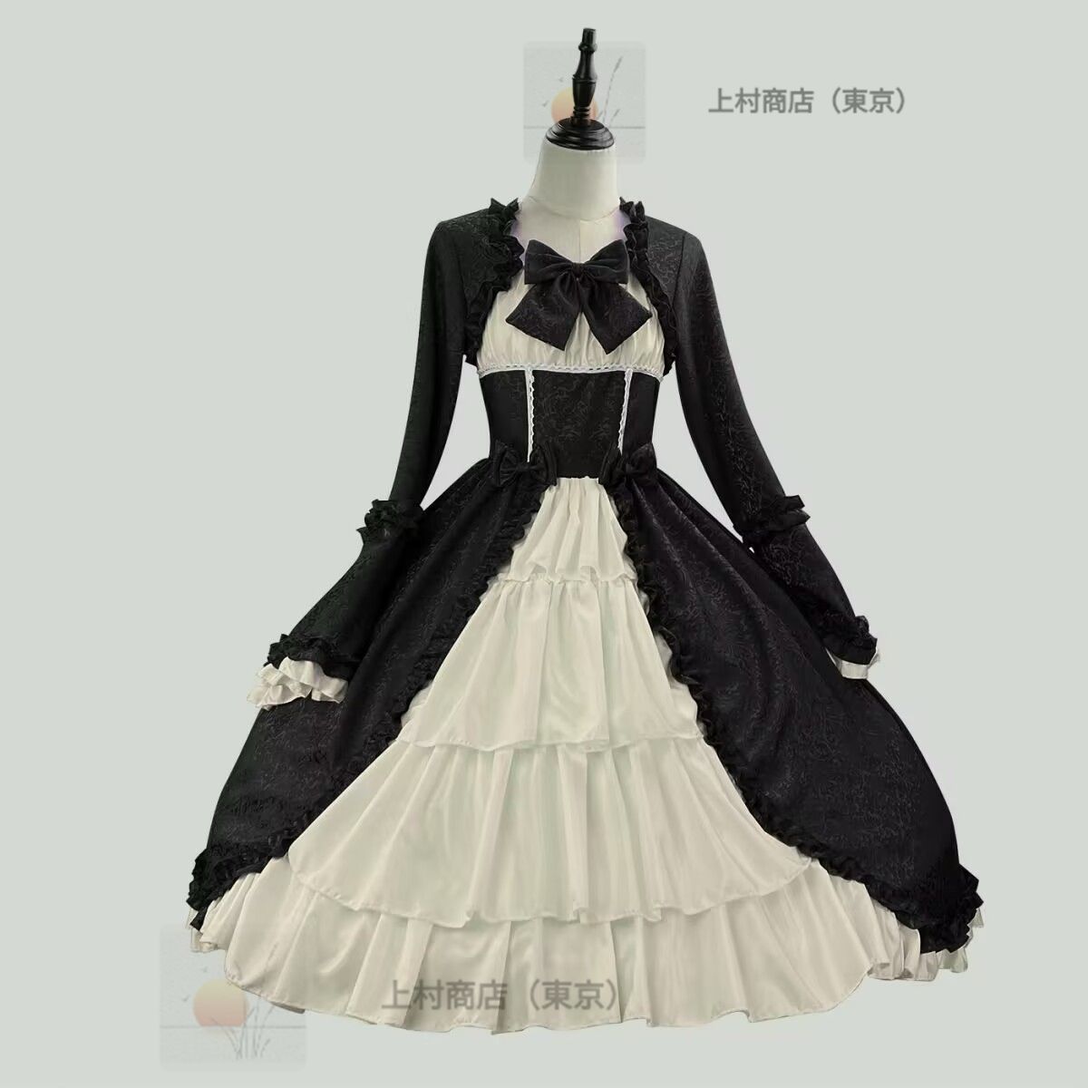 新作 ゴシックゴスロリ レトロ風 クラシカル 姫系 黒ロリ ドレス