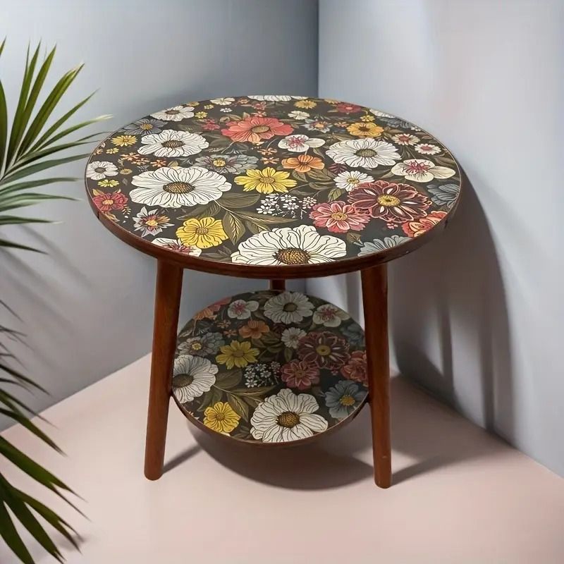 花柄のサイドテーブル サイドテーブル エンドテーブル 花柄テーブル 花