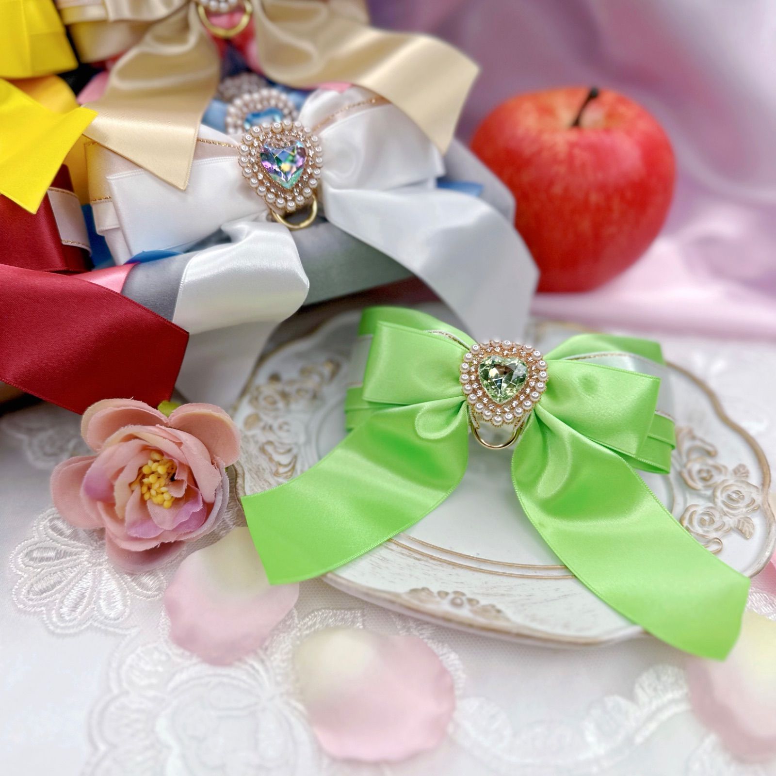 No.25 緑　リボン　推し　黄緑　量産型　名前入り　サブカル